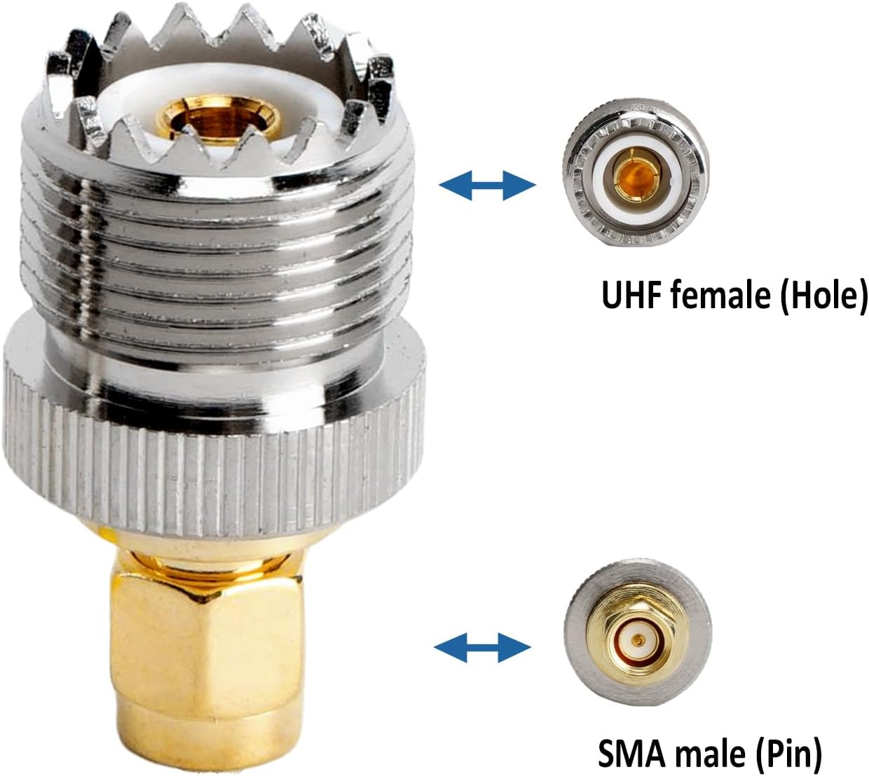 UHF female to SMA male adapter